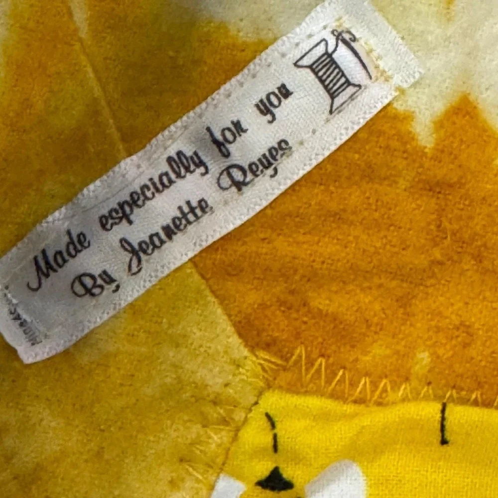 Handmade Bumble Bee Baby Security Blanket Yellow White Faux Fur‎ Marble Reverse